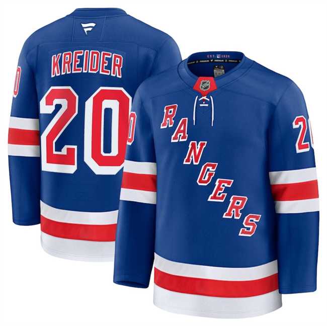 Mens New York Rangers #20 Chris Kreider Royal 2024-25 Home Stitched Jersey Dzhi->new york rangers->NHL Jersey